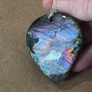 Stunning XXXL Purple, Pink, Blue Labradorite Pendant Necklace